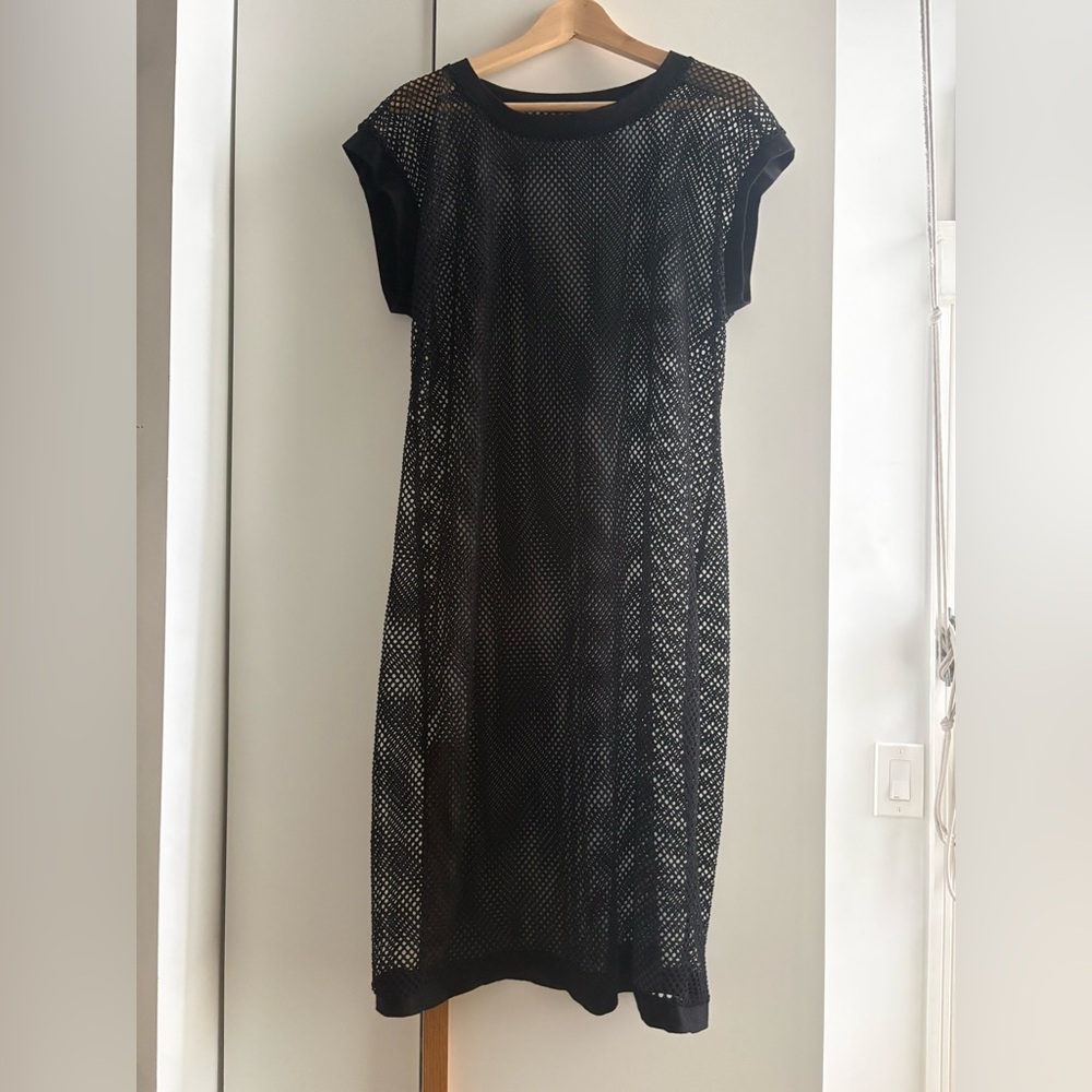Black Mesh Overlay Dress - Women